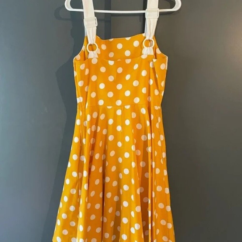Pinup Girl Clothing Golightly Netti Dress Yellow Polka Dot - Picture 3 of 4